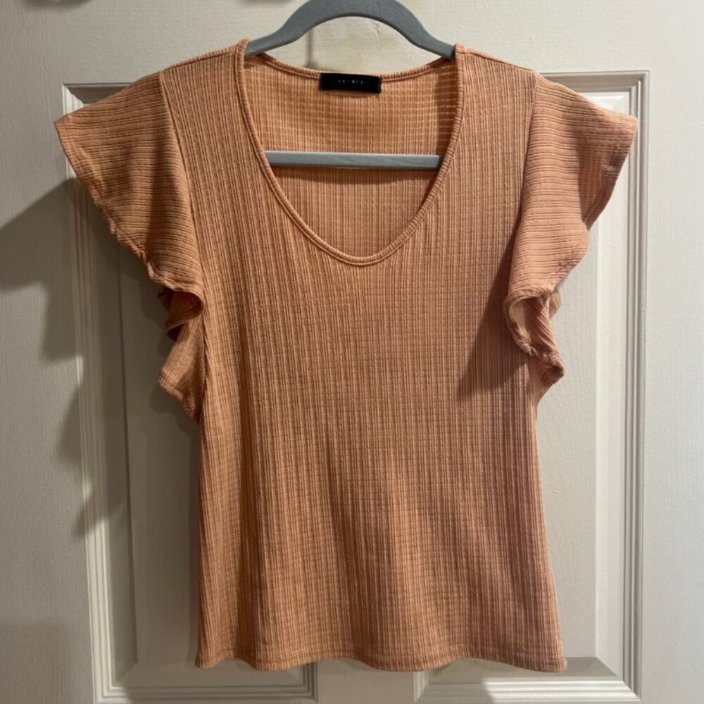 Women’s scoop neck ruffle short sleeve blouse